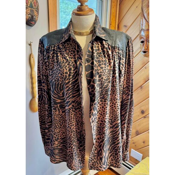 Vintage 1980’s Jordan Cheetah Print Top - Picture 1 of 8